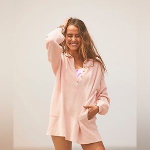 NWT Free People Beach Picnic Sweater in Pink, Size Large